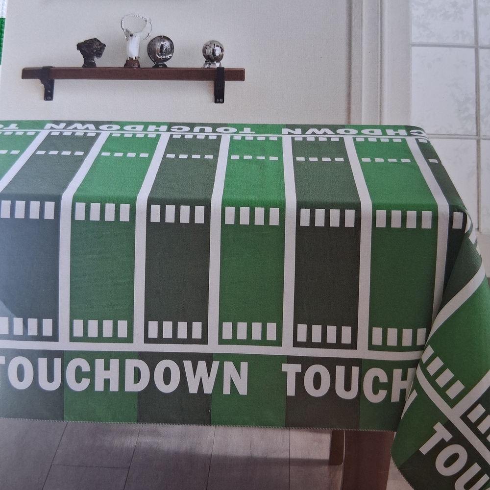 Green Touchdown Vinyl Tablecloth - Picture 2 of 3